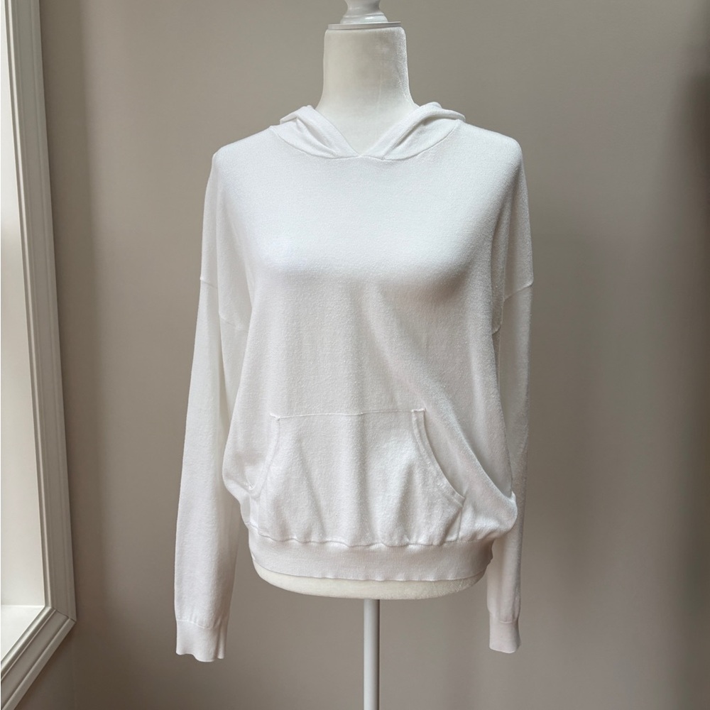 Forever 21 White Lightweight Knit Hooded Pullover Sweater